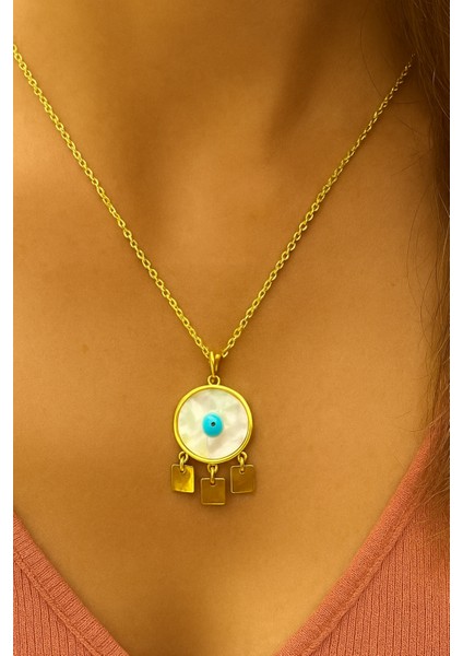 Sedef Detaylı Nazar Göz Kolye