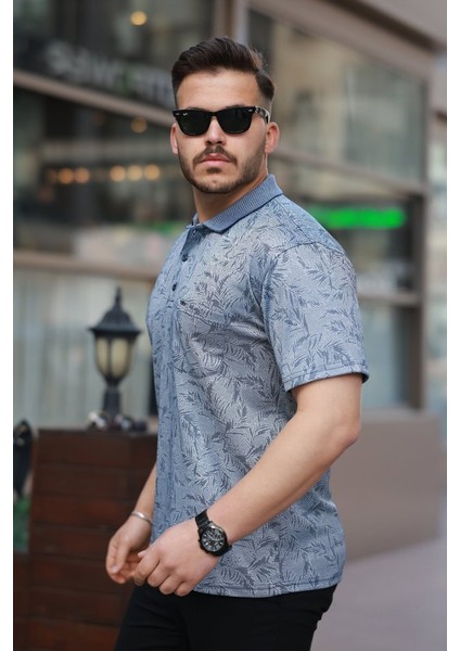 Erkek Yakalı Jakar Baskılı Kısa Kollu T-Shirt fiyatları