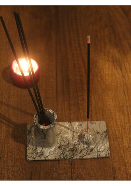 Hazneli Taş Tasarım Çubuk Tütsülük Gri