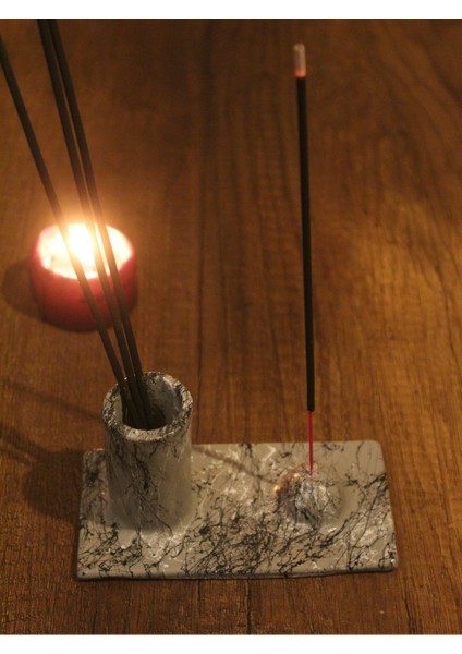 Hazneli Taş Tasarım Çubuk Tütsülük Gri