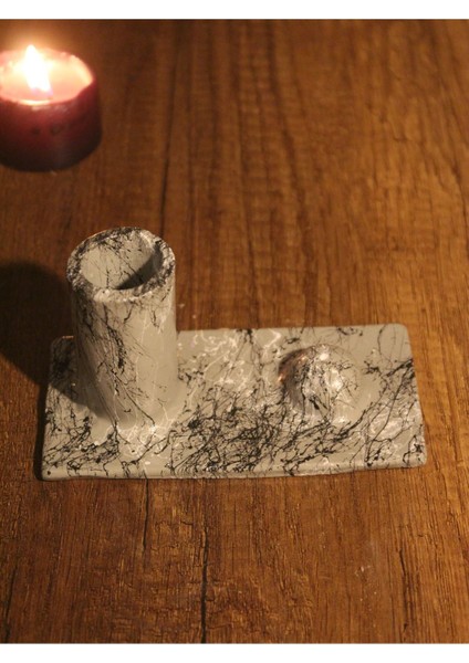 Hazneli Taş Tasarım Çubuk Tütsülük Gri