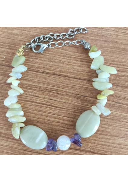 Doğal Enerji Kombini – Yeşim, Ametist ve Kuvars Bileklik - 2197