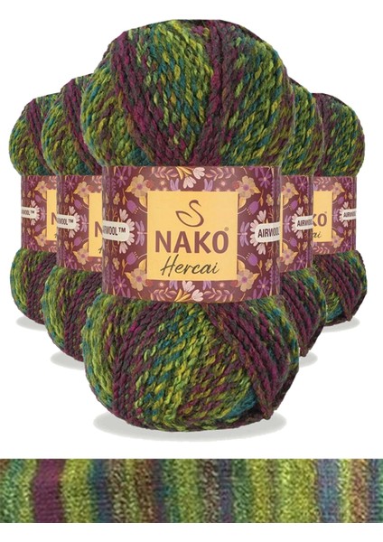 5 Adet Hercai Ebruli Hırka Kazak Atkı Bere El Örgü İpi Yünü 7130