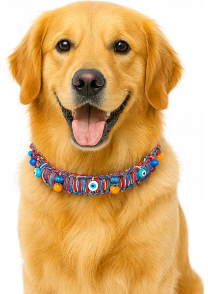 Kuçiko Çok Renkli Boncuk ve Nazarlık Detaylı Köpek Kolyesi (3 Kat Daha Geniş ve Daha Boncuklu)