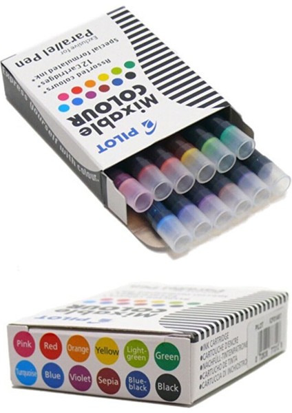 Pilot Parallel Pen Kartuş 12 Adet Farklı Renk - H - A4 - Tabaka Kağıtlar - Çok Renkli