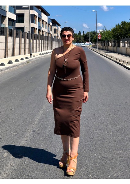 Tek Omuz Kemer Aksesuarlı Midi Boy Kalem Elbise fırsatları