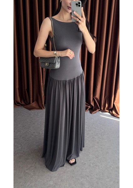 Antrasit Maxi Modal Elbise fırsatları