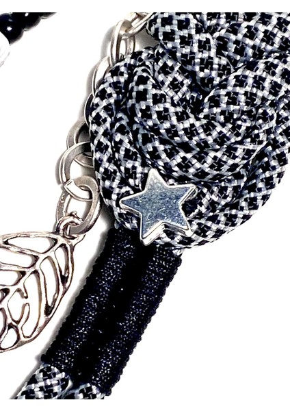 Paracord Örme Kadın Charm – Altın ve Gümüş Kaplama Detaylı, Çanta ve Anahtarlık Aksesuarı