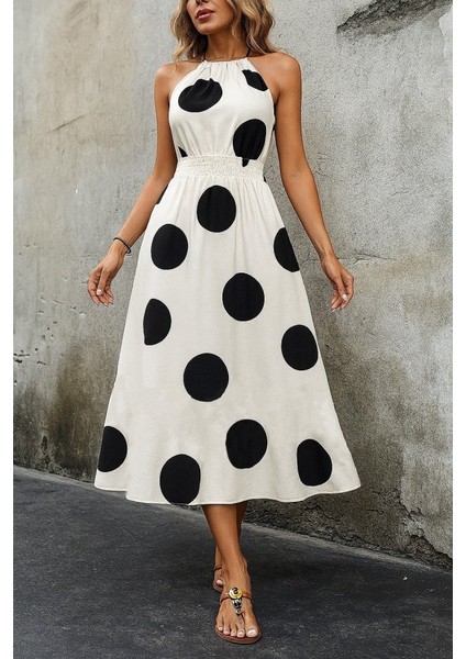 Kadın Kolsuz Boyundan Bağlamalı Beli Lastikli Dijital Baskı Süprem Uzun Elbise indirimleri