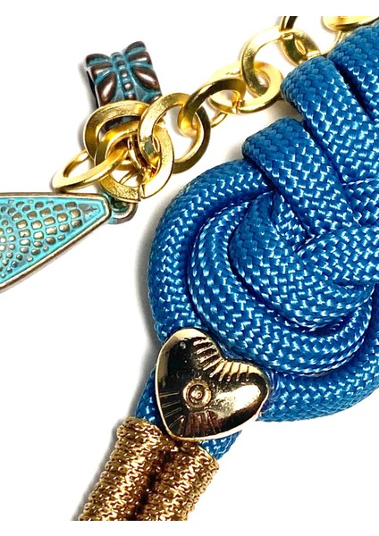 Paracord Örme Kadın Charm – Altın ve Gümüş Kaplama Detaylı, Çanta ve Anahtarlık Aksesuarı