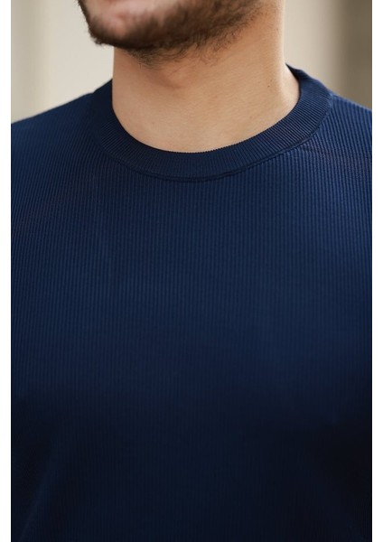 Erkek Bisiklet Yaka Jakarlı Kısa Kollu Tshirt modelleri