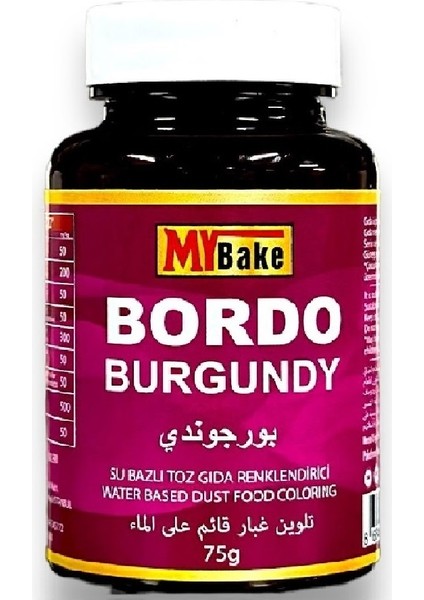 Su Bazlı Toz Gıda Boyası My Bake 75 gr Bordo