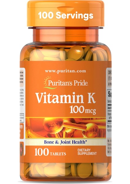 Purıtan's Prıde Vıtamın K 100 Mcg 100 Tablets