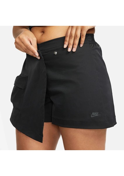 Tech Pack Kadın Siyah Yüksek Bel Şort Etek - Esnek Bel Spor ve Günlük Giyim - DV8491-010