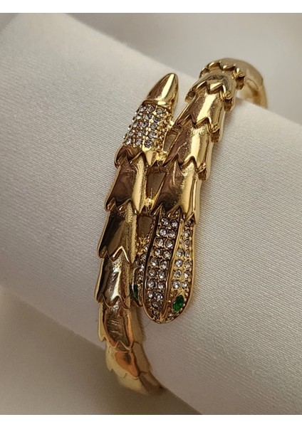 Yılan Model Çelik Kelepçe Bileklik 14K Gold fiyatları