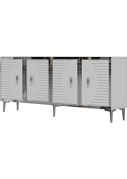 KA1801BS- Tuna Konsol , Tv Sehpası 180CM Beyaz- Silver indirimleri