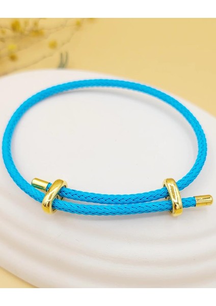 Çelik Gold Detaylı Ayarlanabilir Turkuaz Ip Bileklik modelleri