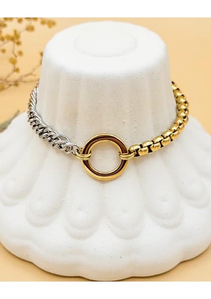 Dualis Gold-Silver Halka Charm Çelik Bileklik fiyatları