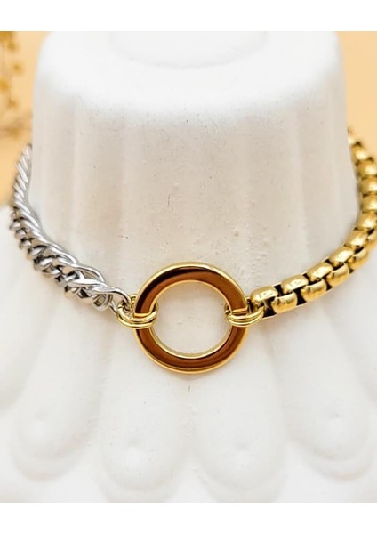 Dualis Gold-Silver Halka Charm Çelik Bileklik fırsatları