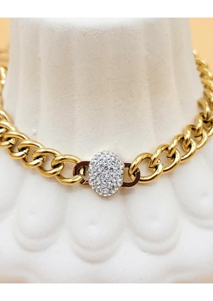 Zirkon Taşlı Bağ Zincir Gold Çelik Bileklik fiyatları