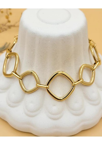 Dörtgen Halka Çelik Bileklik modelleri