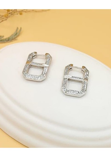 8 Figürlü Taşlı Halka Silver Serenay Küpe