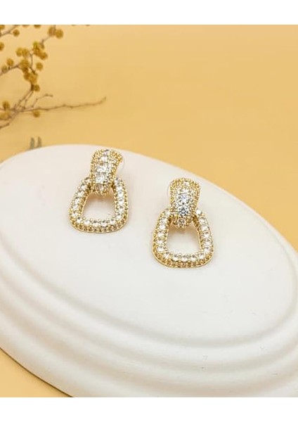 Işıltılı Zarif Geometrik Gold Küpe indirimleri