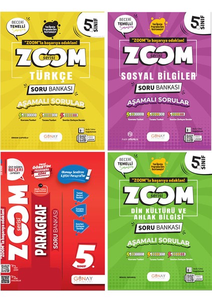 5. Sınıf Zoom Serisi Türkçe Sosyal Bilgiler Paragraf Din Kültürü ve Ahlak Bilgisi Soru Bankası Seti 2026 Güncel Basım