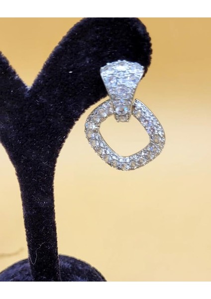 Parıltılı Kare Damla Küpe modelleri