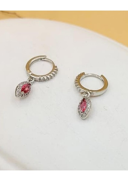 Zirkon Taşlı Minimal Damla Pembe Küpe fırsatları