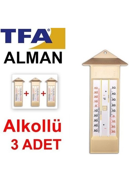 3 Adet Tfa 10.3015.03 Plastik Max-Min Alkollü Termometre