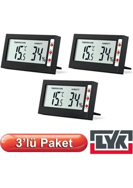 3 Adet Lyk Sth Mini Sıcaklık ve Nem Ölçer