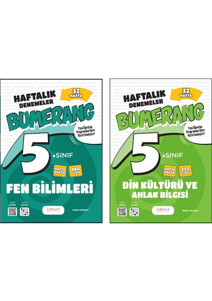 5. Sınıf Bumerang Serisi 32 Haftalık Denemeler Fen Bilimleri Din Kültürü ve Ahlak Bilgisi Seti 2026 Güncel Basım