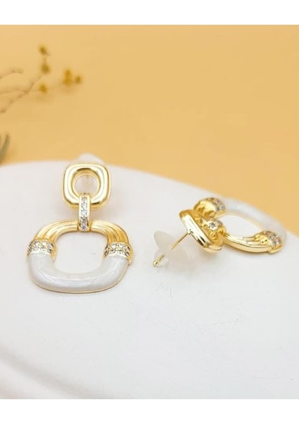 Sallantılı Ekru Mineli Altın Kaplama Küpe fırsatları