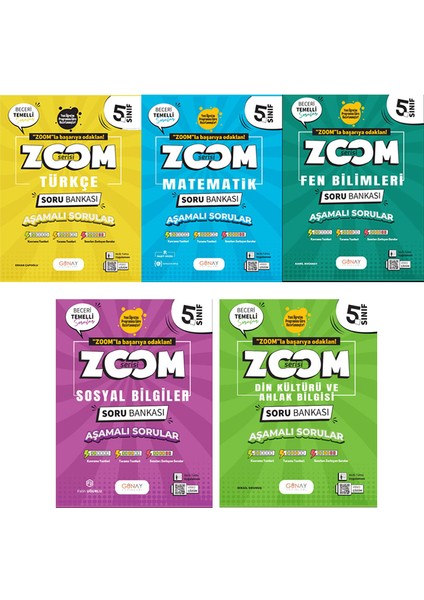 5. Sınıf Zoom Serisi Türkçe Matematik Fen Bilimleri Sosyal Bilgiler Din Kültürü ve Ahlak Bilgisi Soru Bankası Seti 2026 Güncel Basım