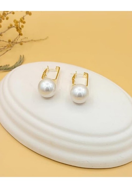 Ekru Inci Top Pirinç Küpe indirimleri