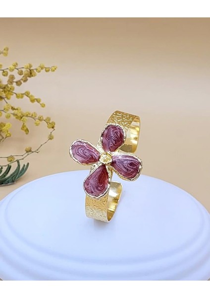 Dört Yaprak Çiçek Bileklik Kiremit