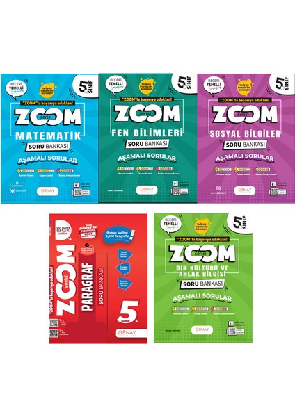 5. Sınıf Zoom Serisi Matematik Fen Bilimleri Sosyal Bilgiler Paragraf Din Kültürü ve Ahlak Bilgisi Soru Bankası Seti 2026 Güncel Basım