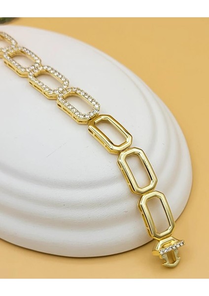 Xupıng Zirkon Taşlı Dörtgen Gold Zincir Premium Bileklik fiyatları