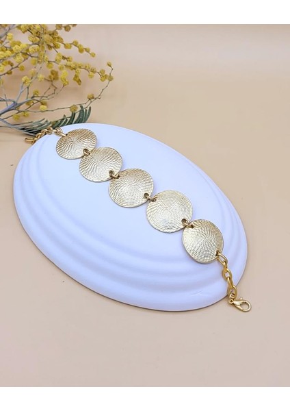 Parmak Izi Motifli Gold Renk Bileklik