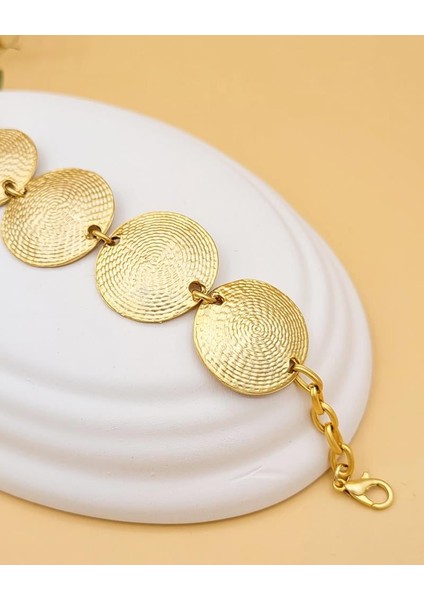 Parmak Izi Motifli Gold Renk Bileklik fiyatları