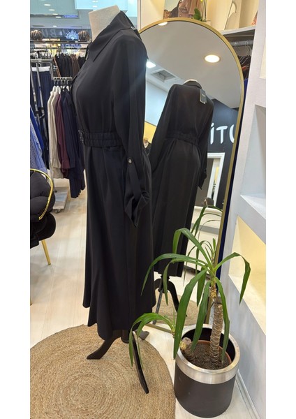 Tam Boy Fermuarlı Elbise - Siyah 2001 indirimleri