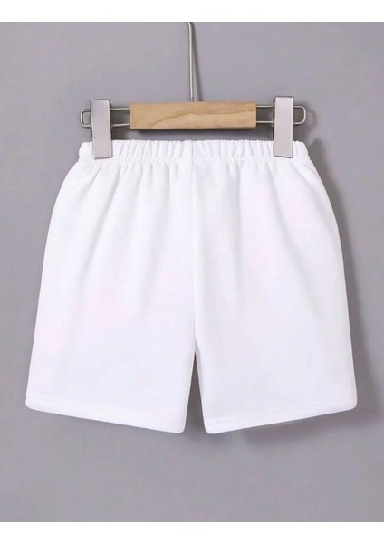 Beli Lastikli Baskılı Mini Şort - Beyaz fiyatları