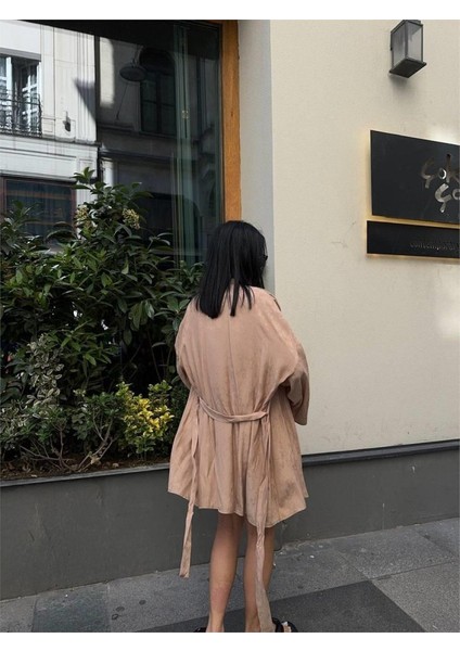 Jakarlı Kimono - Şort Takım - Bej modelleri