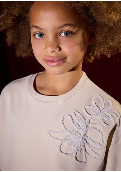 Bej Kız Çocuk Pul Detaylı Sweatshirt 7421 fiyatları