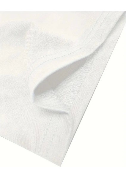 Baskılı Oversize Bisiklet Yaka T-Shirt - Beyaz modelleri