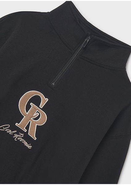 Siyah Kız Çocuk Kabartmalı Sweatshirt 7424 modelleri