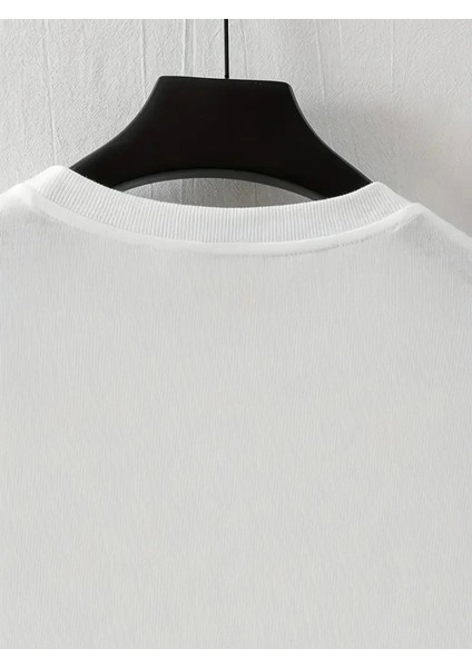 Baskılı Oversize Bisiklet Yaka T-Shirt - Beyaz fırsatları