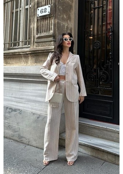 Çizgili Keten Takım 9425-22 fiyatları