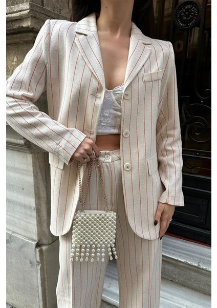 Çizgili Keten Takım 9425-22 indirimleri